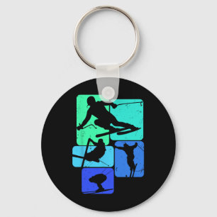 Skiing For Skiier Retro Mens Ski  Keychain