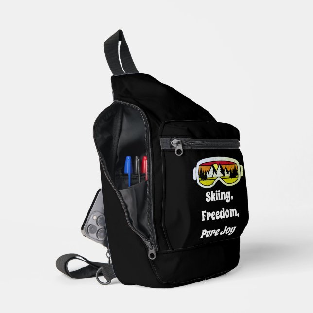Skiing Freedom, Pure Joy Mountain Sunrise Edition Sling Bag (Open)