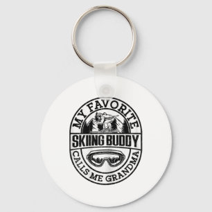 Skiing Funny Skiing Buddy Grandma Snow Ski Lover G Keychain