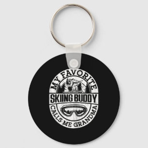 Skiing Funny Skiing Buddy Grandma Snow Ski Lover G Keychain