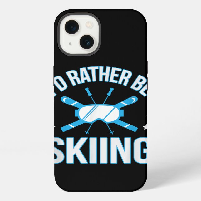 Skiing Gift | I'd Rather Be Skiing iPhone Case (Back)