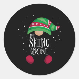 Skiing Gnome Matching Christmas Pjs Family Pajamas Classic Round Sticker