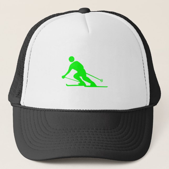Skiing - Green Trucker Hat (Front)