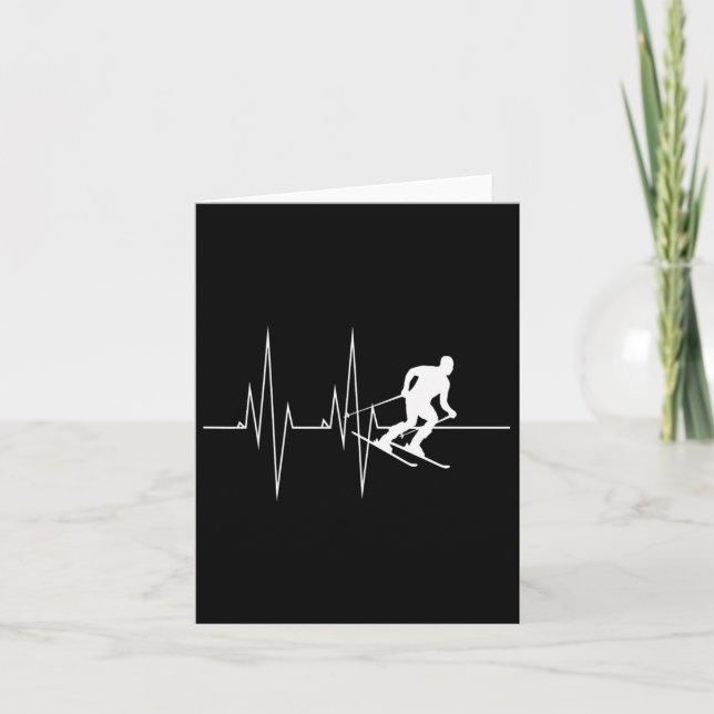 Skiing Heartbeat Line Adventure Lover  Card (Front)