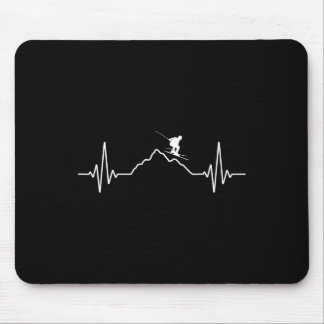Skiing Heartbeat Ski Gift For Skiers _2  Mouse Pad