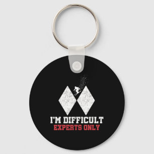Skiing I'm Difficult Experts Only Funny Skier Men Keychain