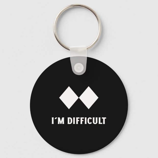 Skiing I'm Difficult Ski Snowboard  Keychain (Front)