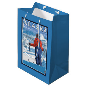 Skiing in Alaska Vintage Travel Poster Medium Gift Bag