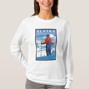 Skiing in Alaska Vintage Travel Poster T-Shirt
