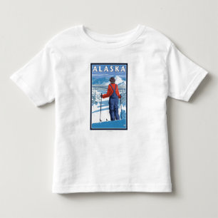 Skiing in Alaska Vintage Travel Poster Toddler T-shirt