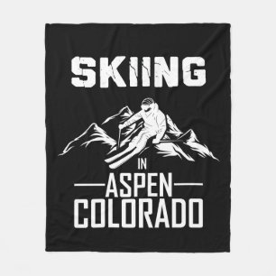 Skiing in Aspen Colorado Fleece Blanket