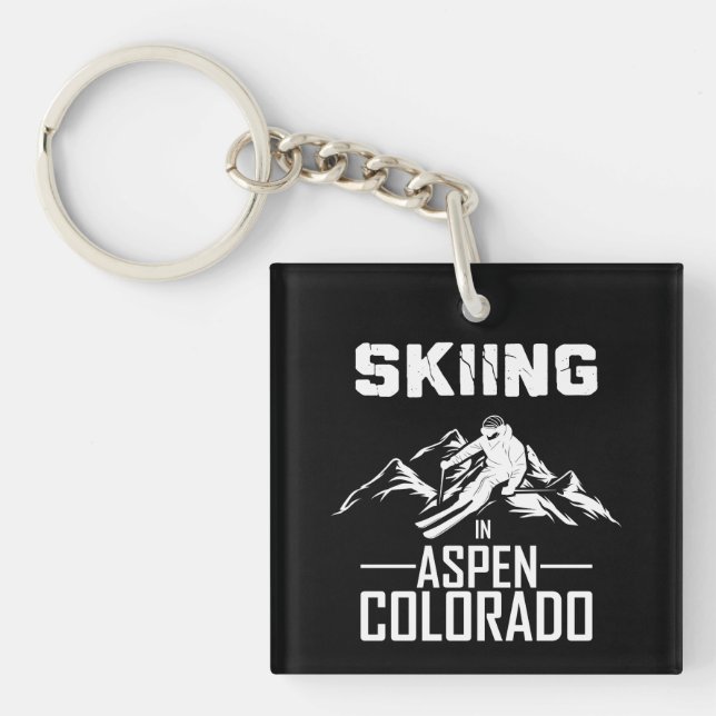 Skiing in Aspen Colorado  Keychain (Front)