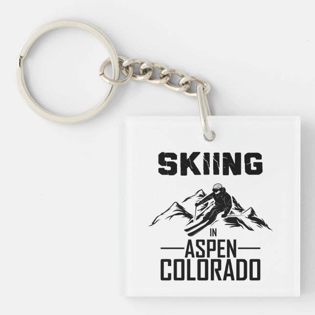 Skiing in Aspen Colorado  Keychain (Front)