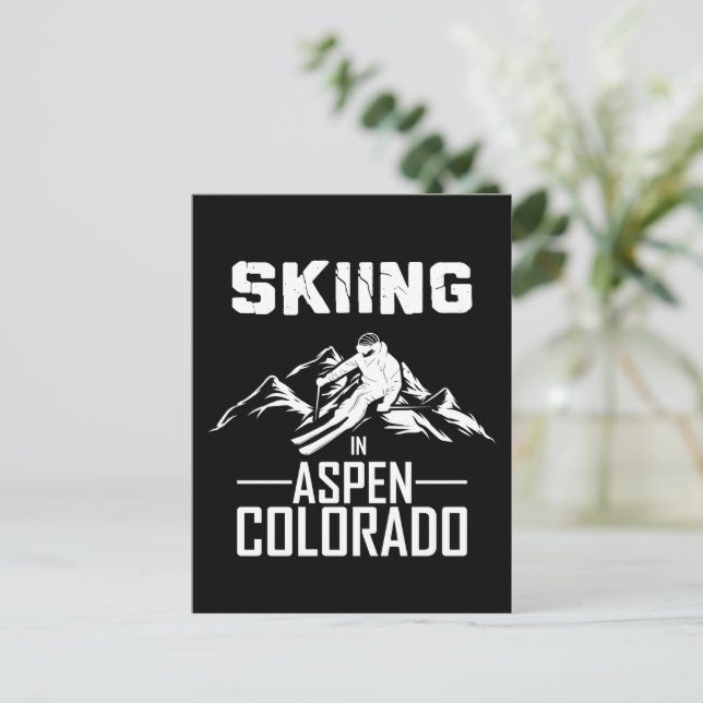 Skiing in Aspen Colorado  Postcard (Standing Front)