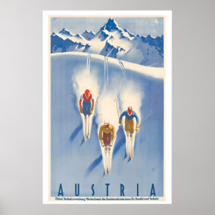Skiing in Austria Vintage Ski Poster