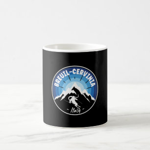 Skiing In Breuil-Cervinia Italy Blue Coffee Mug