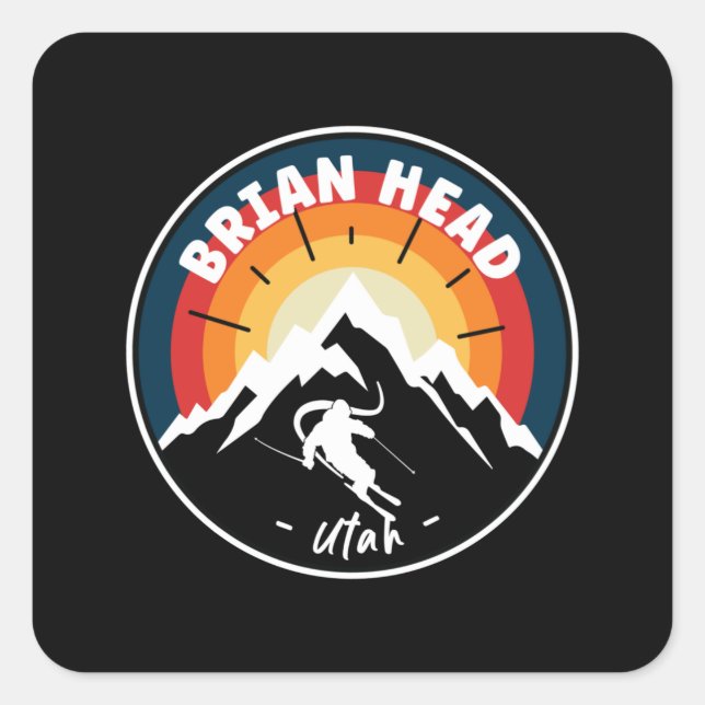 Skiing In Brian Head Utah Vintage Square Sticker (Front)