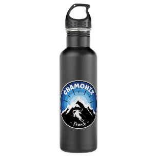 Skiing In Chamonix France Blue 710 Ml Water Bottle