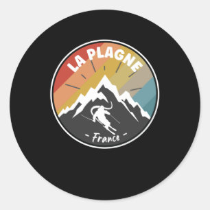 Skiing In France La Plagne Classic Round Sticker
