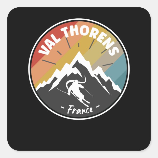 Skiing In France Val Thorens Square Sticker (Front)