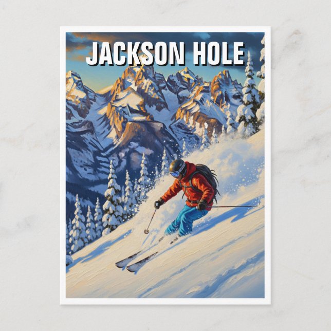 Skiing in Jackson Hole Wyoming Postcard (Front)