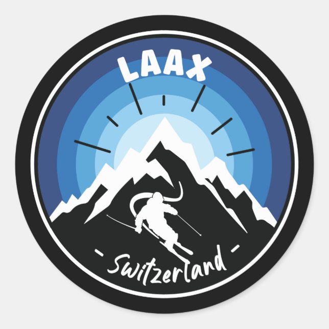 Skiing In Laax Switzerland Blue Square Sticker (Front)