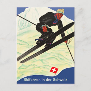 Skiing in Switzerland Postcard