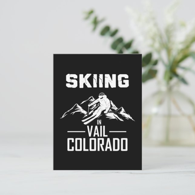 Skiing in Vail Colorado Postcard (Standing Front)