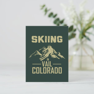 Skiing in Vail Colorado Postcard