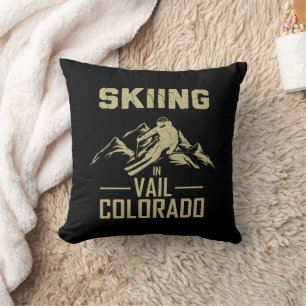 Skiing in Vail Colorado Throw Pillow