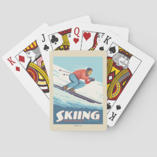 Skiing Is Believing Retro Print Playing Cards