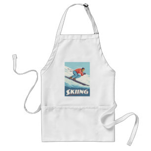Skiing Is Believing Retro Print Standard Apron