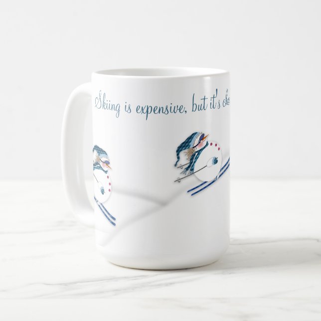 Skiing is Cheaper than Therapy Fun Skiing Coffee Mug (Front Left)