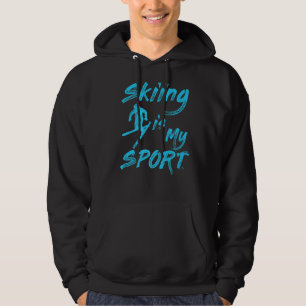 Skiing Is My Sport Winter Sports Vintage Ski Jumpi Hoodie