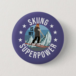 Skiing Is My Superpower 2 Inch Round Button