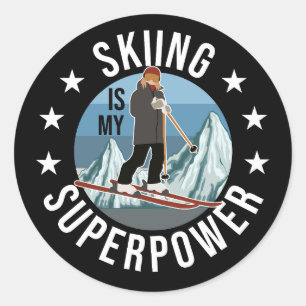 Skiing Is My Superpower Classic Round Sticker