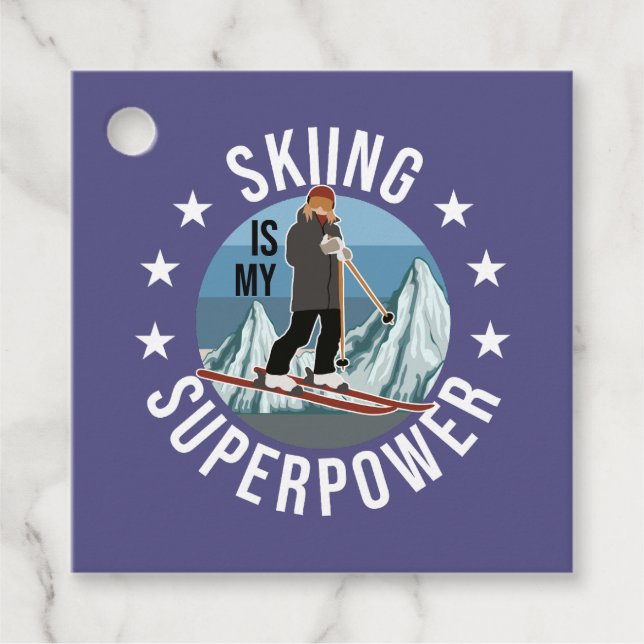 Skiing Is My Superpower Favour Tags (Front)