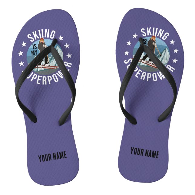 Skiing Is My Superpower Flip Flops (Footbed)
