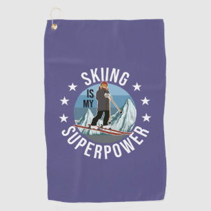 Skiing Is My Superpower Golf Towel