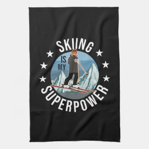 Skiing Is My Superpower Kitchen Towel