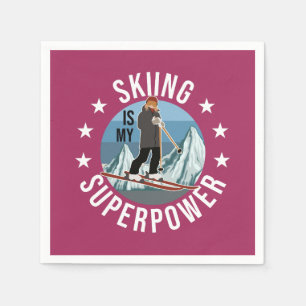 Skiing Is My Superpower Napkin