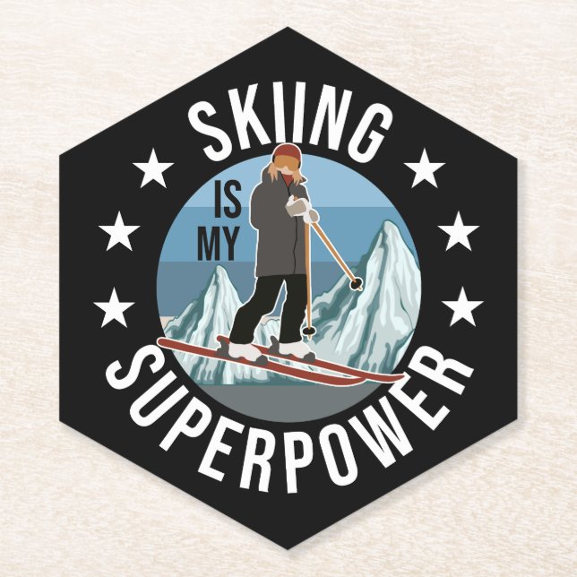 Skiing Is My Superpower Paper Coaster (Front)