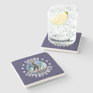 Skiing Is My Superpower Stone Coaster