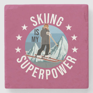 Skiing Is My Superpower Stone Coaster