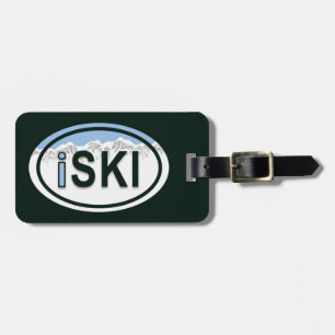 Skiing "iSKI" Oval Mountain Luggage Tag