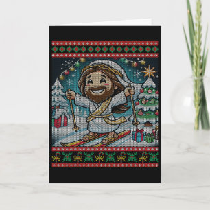 Skiing Jesus Happy Birthday Christian Faith Ugly C Card