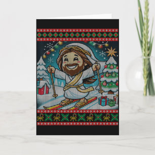Skiing Jesus Happy Birthday Christian Faith Ugly C Card