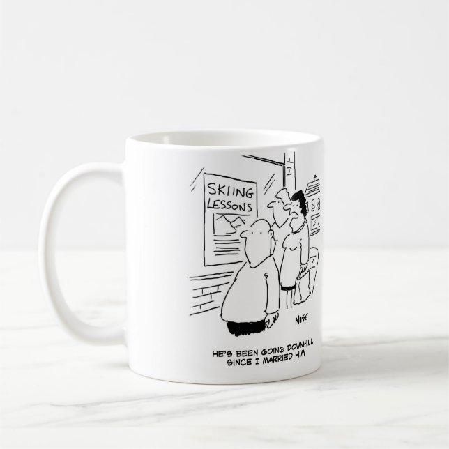 Skiing Joke. Man has been going Downhill Coffee Mug (Left)