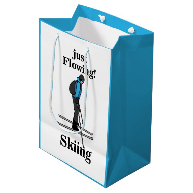 Skiing Just Flowing Skier Medium Gift Bag (Front Angled)