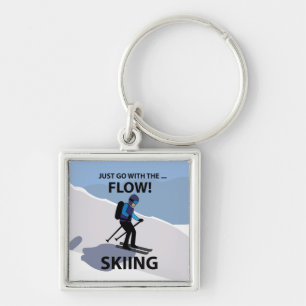 Skiing Just Go With The Flow Skiing Keychain
